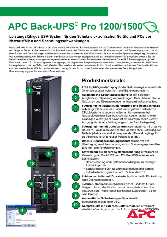 APC Back-UPS® Pro 1200/1500 Produktbroschüre