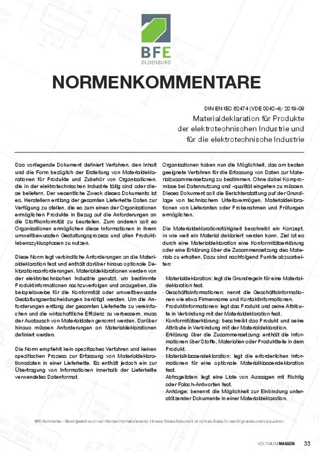 DIN EN IEC 62474 (VDE 0042-4): 2019-09