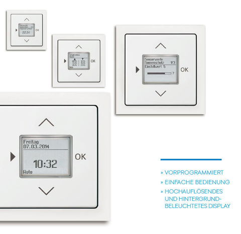 PÜNKTLICH. Der neu gestaltete Busch-Timer® zeigt sich optisch und funktional ganz auf der Höhe der Zeit. Das Steuern übernimmter auf die Minute genau.