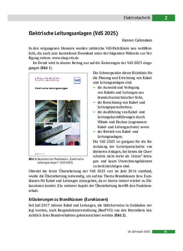 Elektrische Leitungsanlagen (VdS 2025)