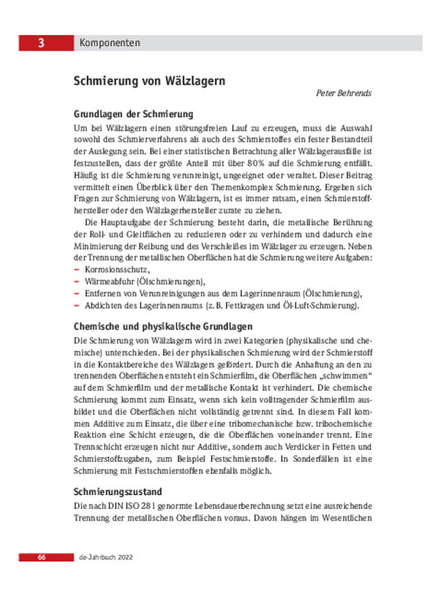 Schmierung von Wälzlagern