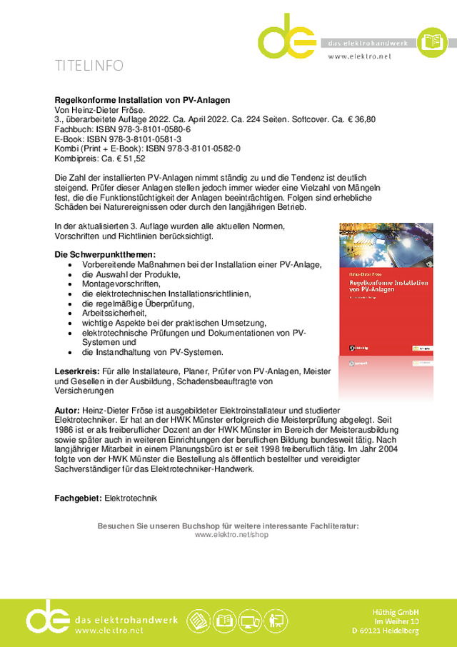TITELINFO: Regelkonforme Installation von PV-Anlagen