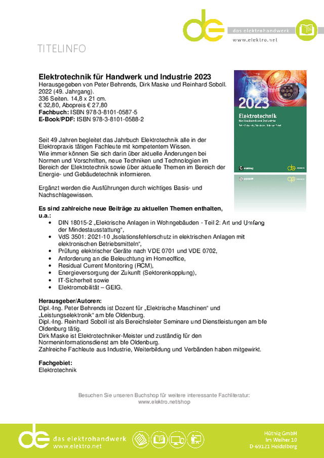 Elektromaschinen und Antriebe 2023 - TITELINFO