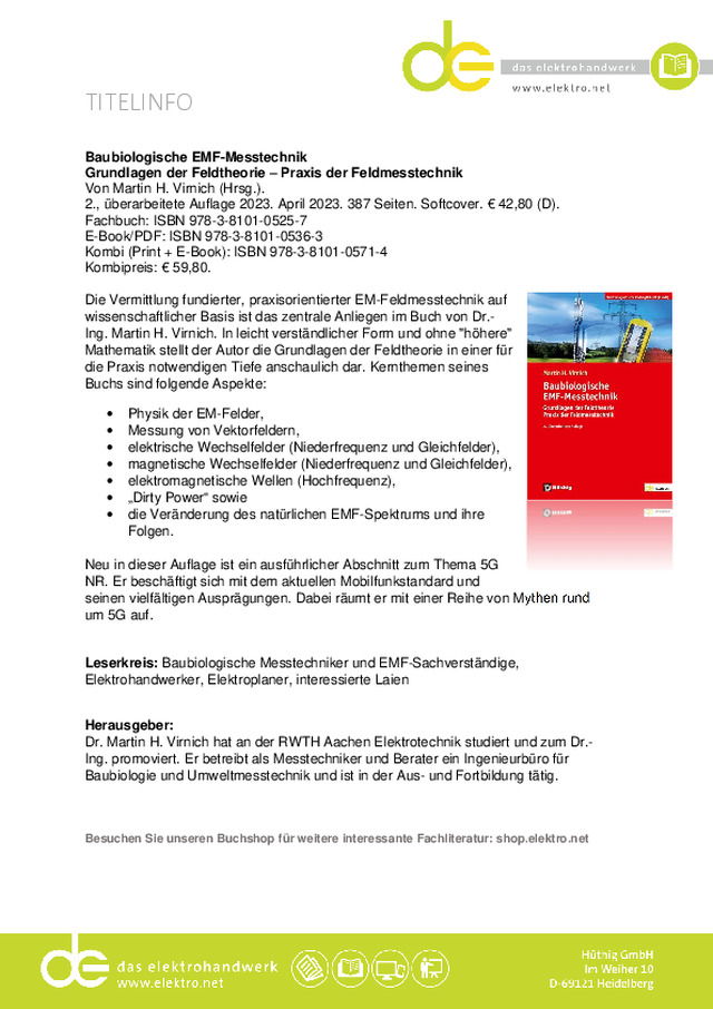 Grundlagen der Feldtheorie – Praxis der Feldmesstechnik - TITELINFO