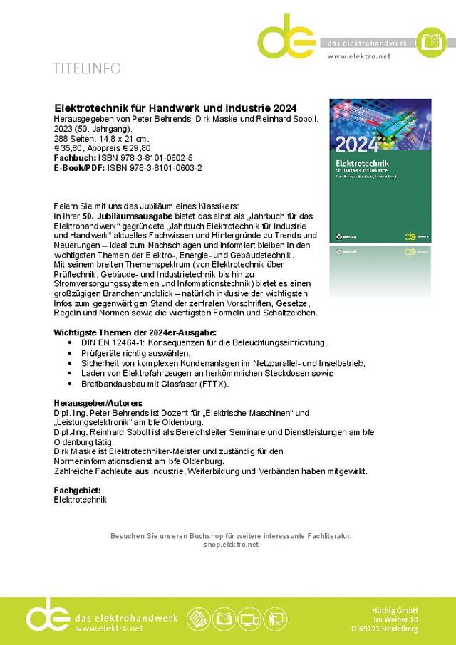 Elektrotechnik für Handwerk und Industrie 2024 - TITELINFO