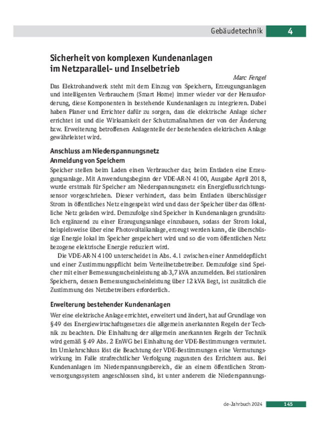Sicherheit von komplexen Kundenanlagen im Netzparallel- und Inselbetrieb