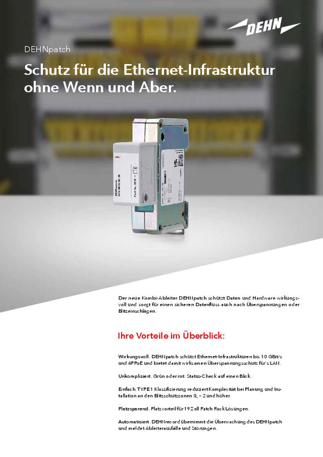 DEHNpatch – Überspannungsschutz für die Ethernet-Infrastruktur