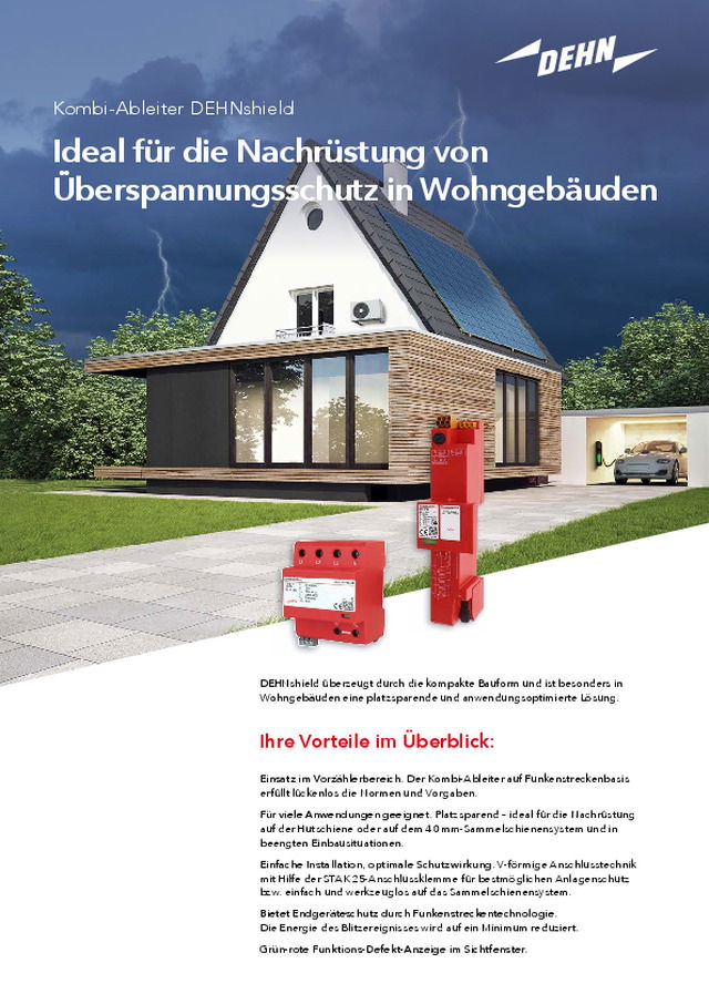 Ideal für die Nachrüstung von Überspannungsschutz in Wohngebäuden