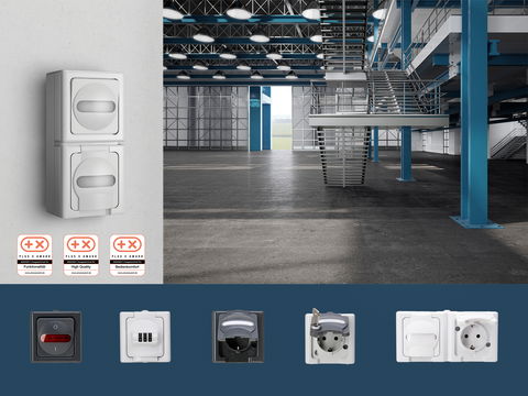 Blue Electric – Eins der vielfältigsten Aufputz-Feuchtraum Schalterprogramme am Markt