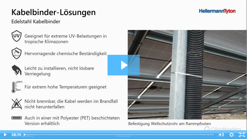 Kabelmanagement von DCLeitungen und Leitungskennzeichnung an Aufdach- und Freiflächensolaranlagen