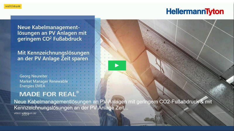 Neue Kabelmanagementlösungen an PV-Anlagen mit geringem CO2-Fußabdruck & mit Kennzeichnungslösungen an der PV Anlage Zeit sparen