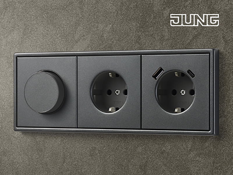 JUNG SCHUKO® Steckdosen mit USB in Metallausführung