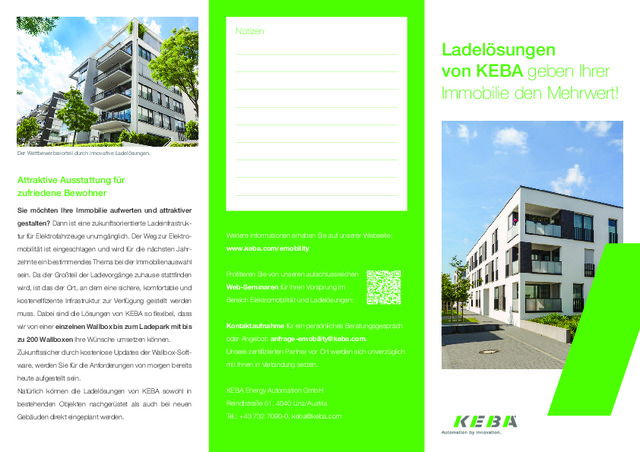 Ladelösungen von KEBA geben Ihrer Immobilie den Mehrwert!