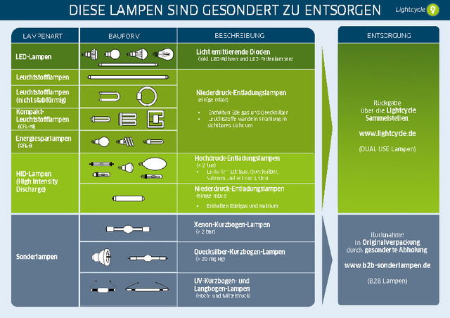 Diese Lampen sind gesondert zu entsorgen