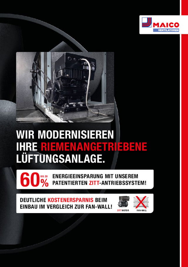 WIR MODERNISIEREN IHRE RIEMENANGETRIEBENE LÜFTUNGSANLAGE.