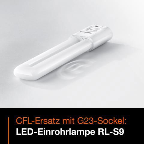 LED-Einrohrlampe zum Austausch von Kompaktleuchtstofflampen mit G23-Sockel.
