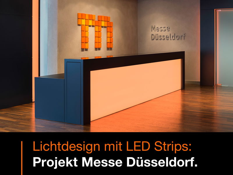Individuelles Lichtdesign mit LED Strips von Radium. - Der VIP-Bereich der Messe Düsseldorf.