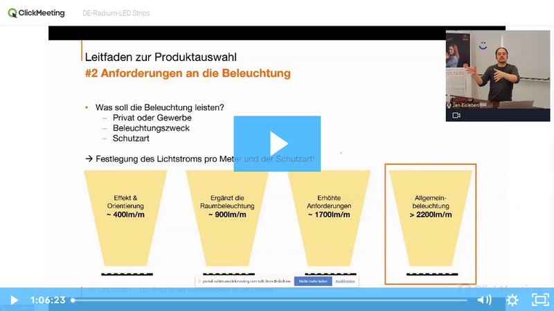Seminar: Radium LED Strips im Elektrohandwerk. Lichtlinien erfolgreich planen und installieren.