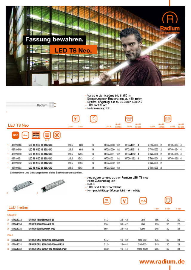 Fassung bewahren. LED T8 Neo.