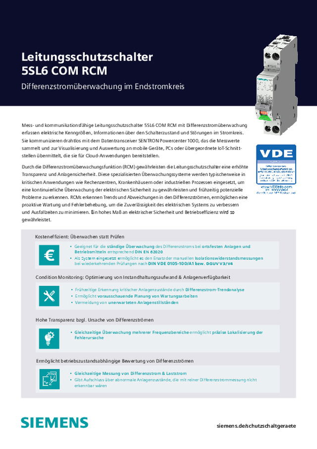 Leitungsschutzschalter 5SL6 COM RCM