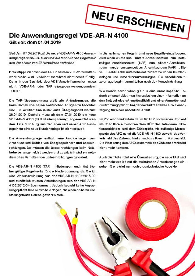 Die Anwendungsregel VDE-AR-N 4100 - Das sollten Sie wissen!