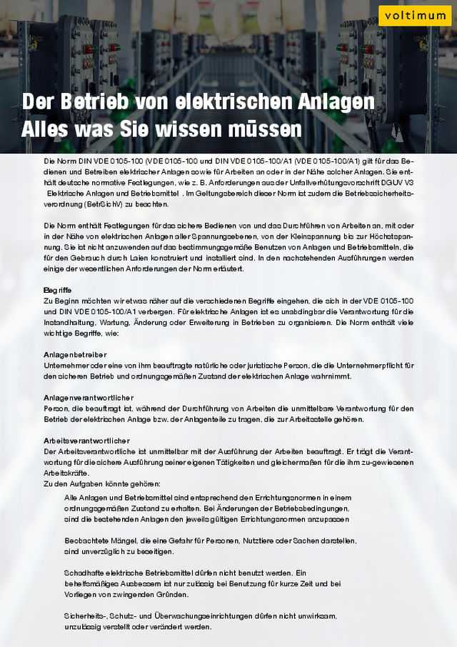 Der Betrieb von elektrischen Anlagen – Alles was Sie wissen müssen