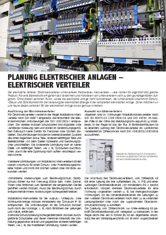 PLANUNG ELEKTRISCHER ANLAGEN – ELEKTRISCHER VERTEILER