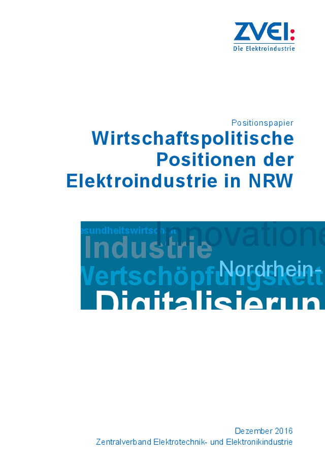 Wirtschaftspolitische Positionen der Elektroindustrie in NRW