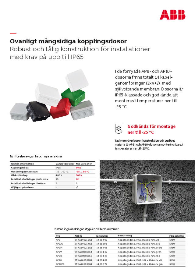 AP9 och AP10 kopplingsdosor