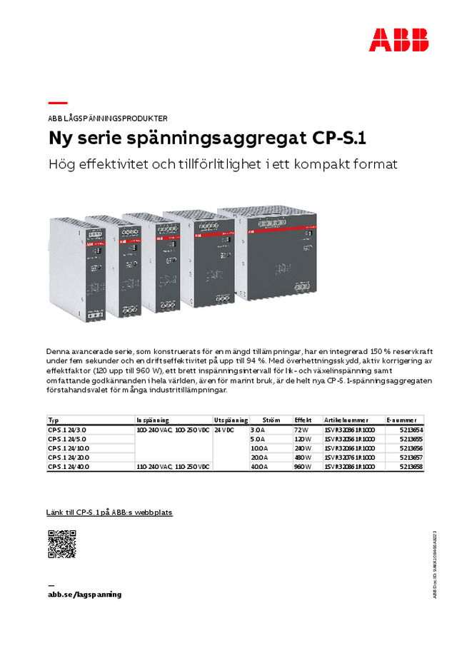 Ny serie spänningsaggregat CP-S.1
