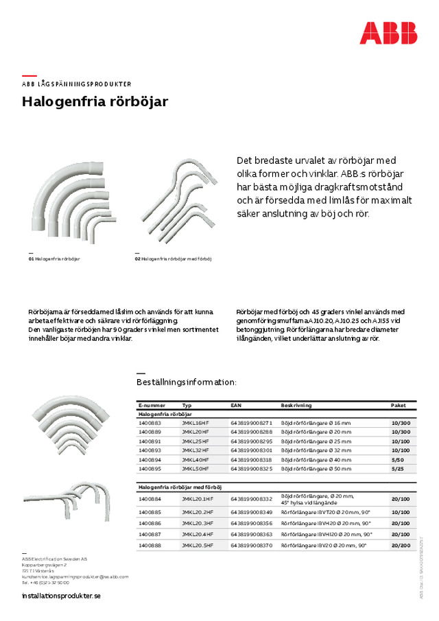 ABB Halogenfria rörböjar