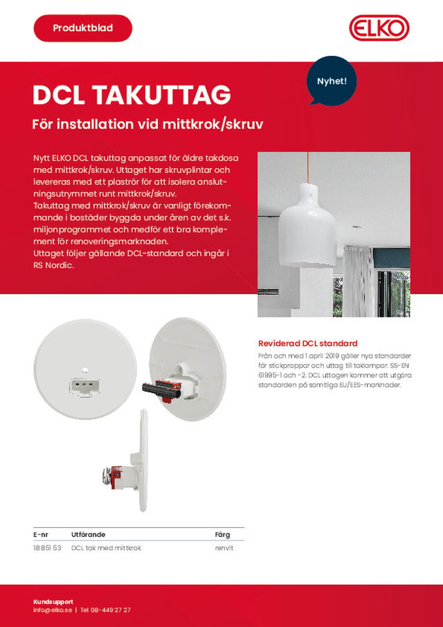 ELKO produktblad DCL-takuttag mittkrok