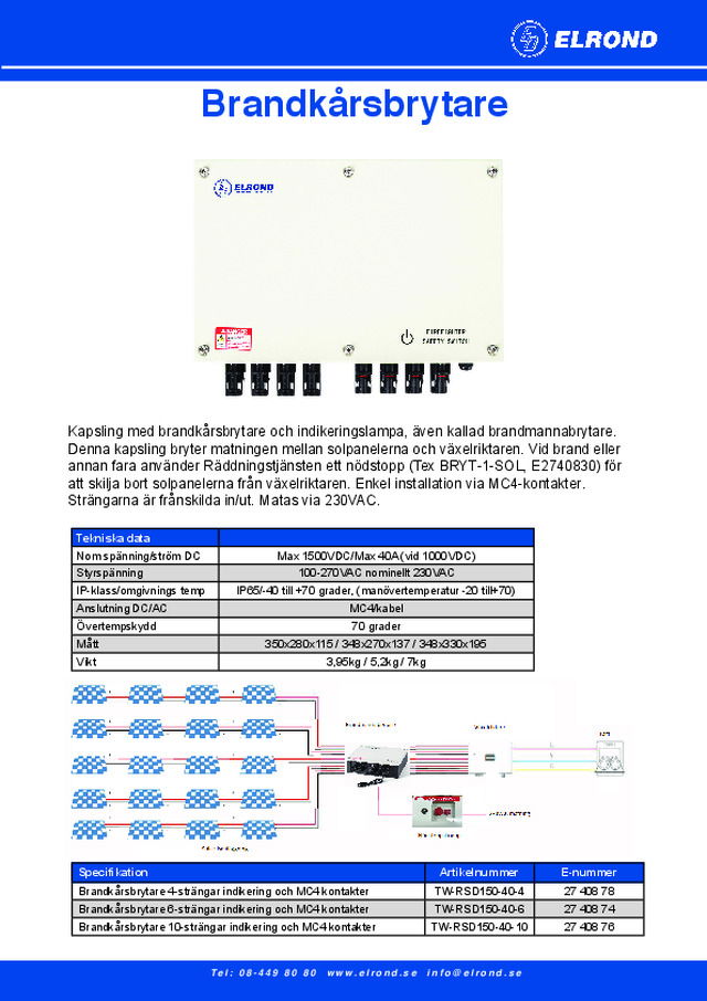 Brandkårsbrytare indikering