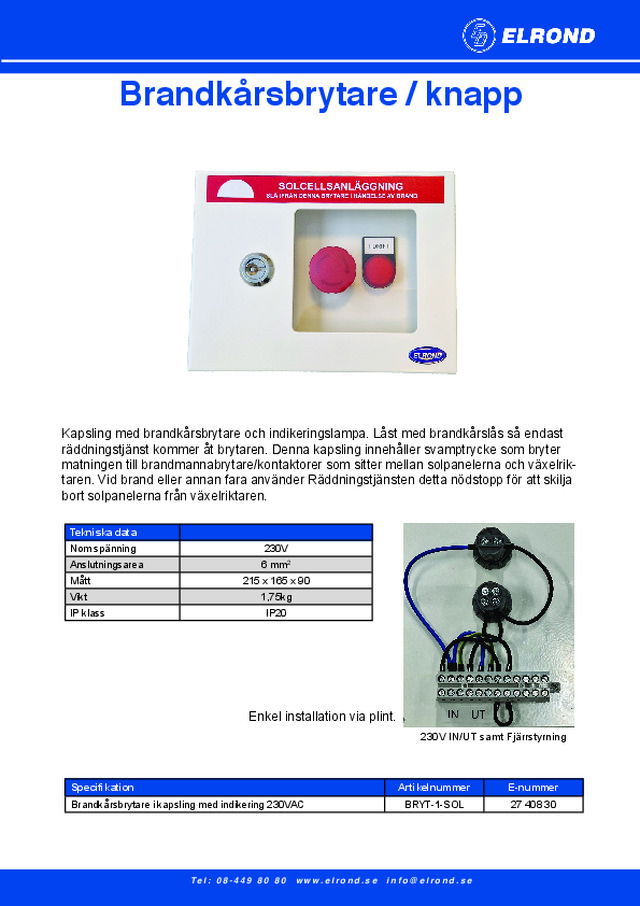 Brandkårsbrytare knapp