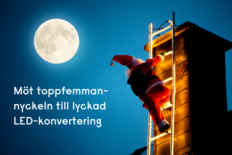 Tomten kör LED i verkstan