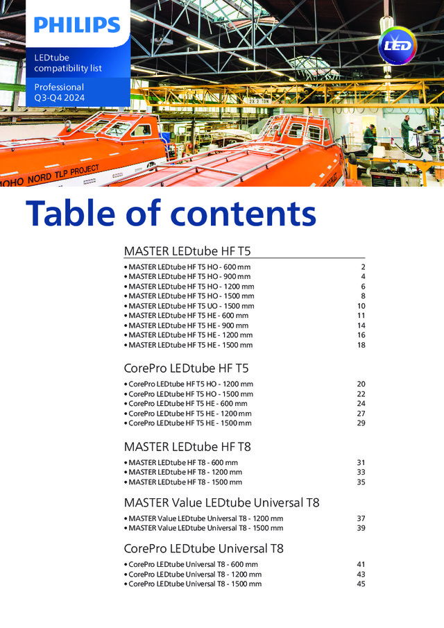 LED lysrör kompabilitetslista