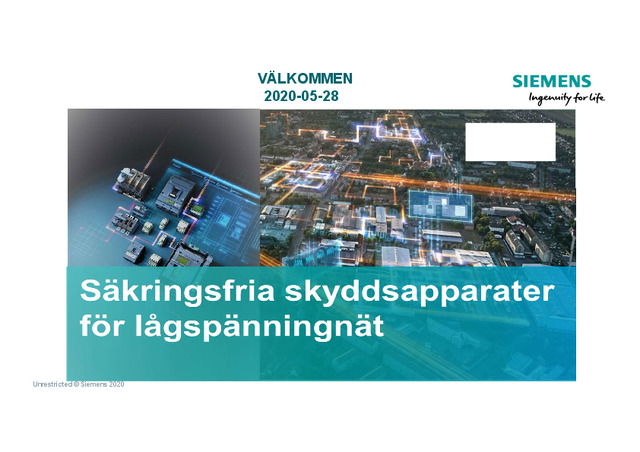 Voltimum avancerar presentation: Siemens - Dagens lösningar med säkringsfria apparater