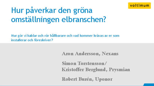 Elseminarium 2024 mars: Lägre CO2-avtryck med ny teknik