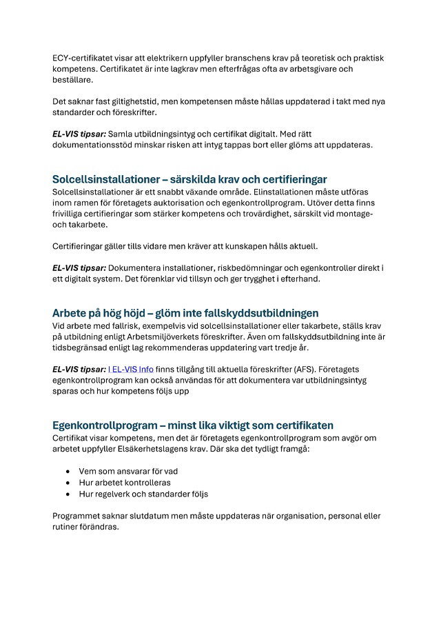 Certifikaten du inte får missa – EL-VIS checklista för elektriker