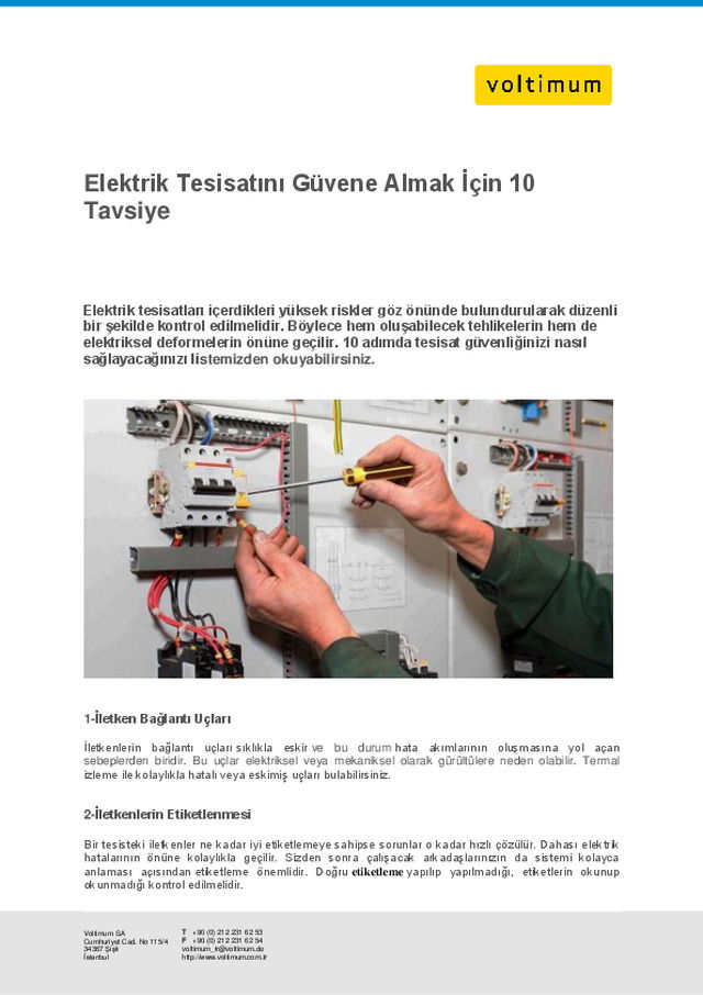 Elektrik Tesisatını Güvene Almak İçin 10 Tavsiye