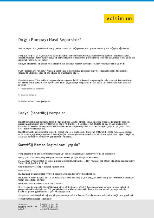 Doğru Pompayı Nasıl Seçerim?